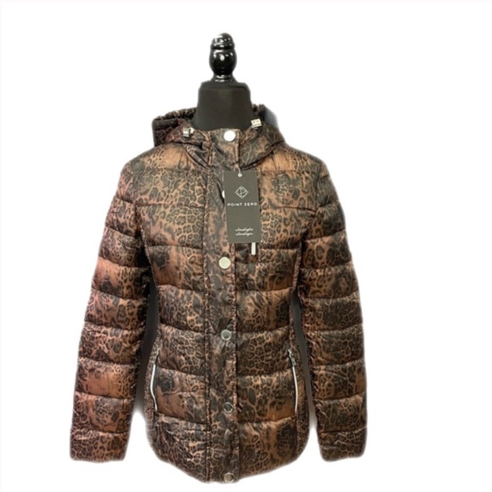 Point Zero Brown Quilted Puffer Jacket with Metallic Sheen